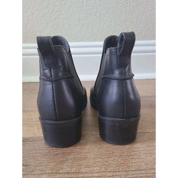 Steve Madden Chelsea Ankle Boots Black Leather Block Heel Size 9 M Pull On Goth - Picture 2 of 14